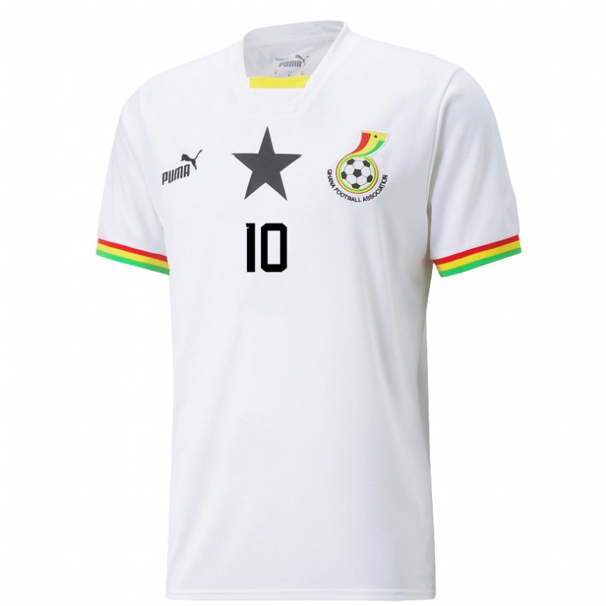 Kinder Ghanaische Andre Ayew #10 Weiß Heimtrikot Trikot 22-24 Luxemburg