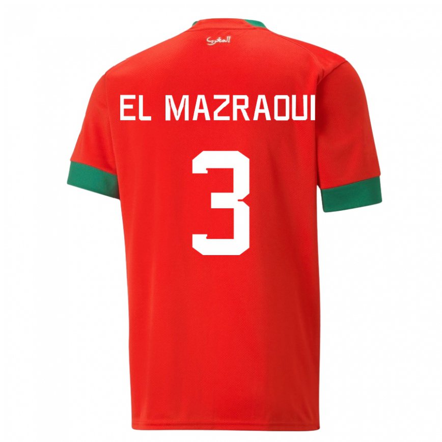 Kinder Marokkanische Noussair El Mazraoui #3 Rot Heimtrikot Trikot 22-24 Luxemburg