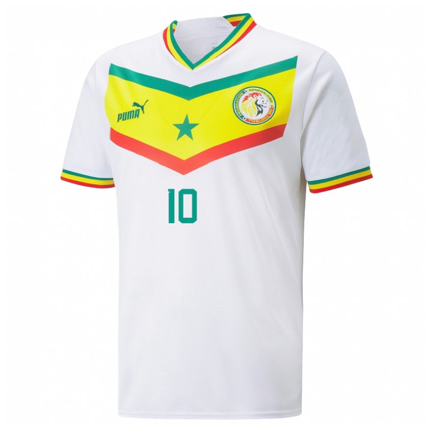 Kinder Senegalesische Sadio Mane #10 Weiß Heimtrikot Trikot 22-24 Luxemburg