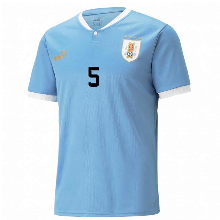 Kinder Uruguayische Matias Vecino #5 Blau Heimtrikot Trikot 22-24 Luxemburg