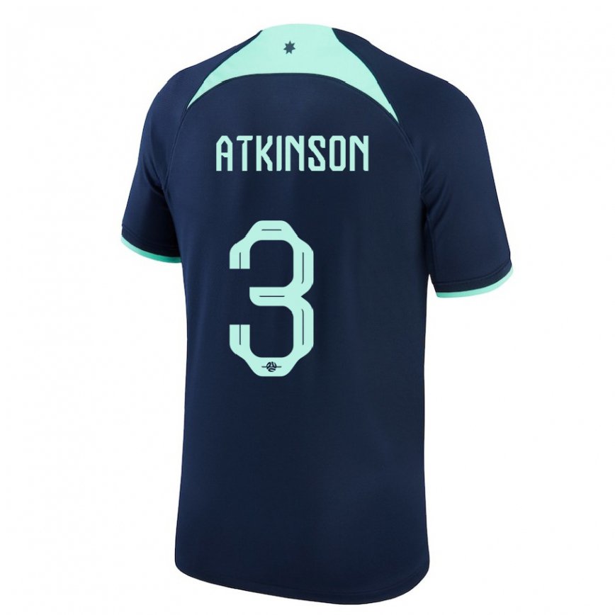 Kinder Australische Nathaniel Atkinson #3 Dunkelblau Auswärtstrikot Trikot 22-24 Luxemburg