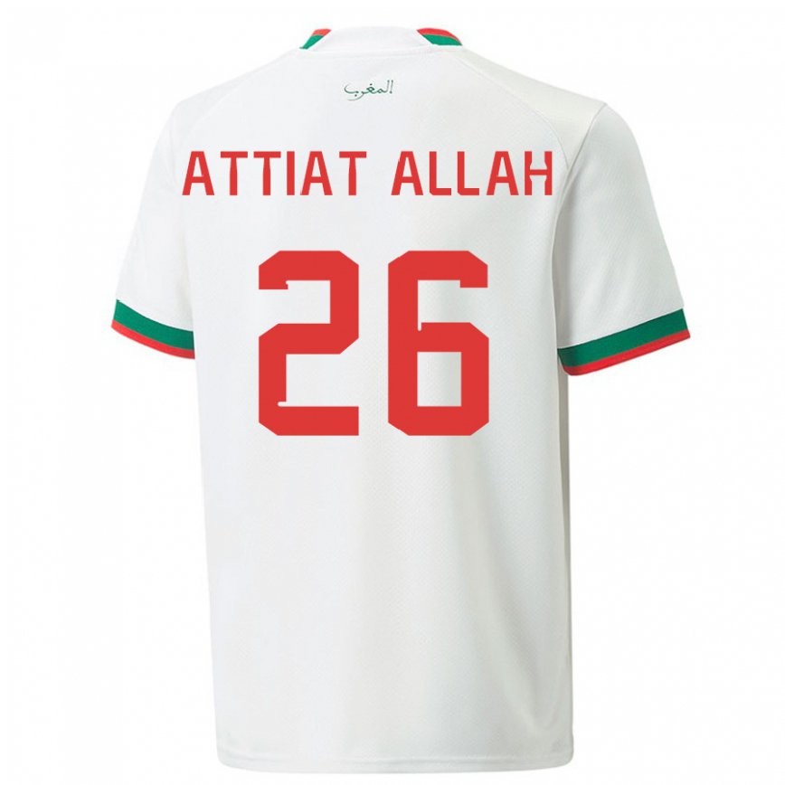 Kinder Marokkanische Yahia Attiat-allah #26 Weiß Auswärtstrikot Trikot 22-24 Luxemburg