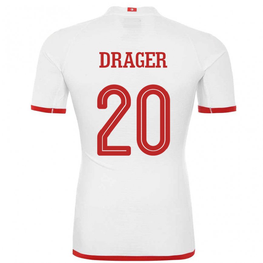 Kinder Tunesische Mohamed Drager #20 Weiß Auswärtstrikot Trikot 22-24 Luxemburg