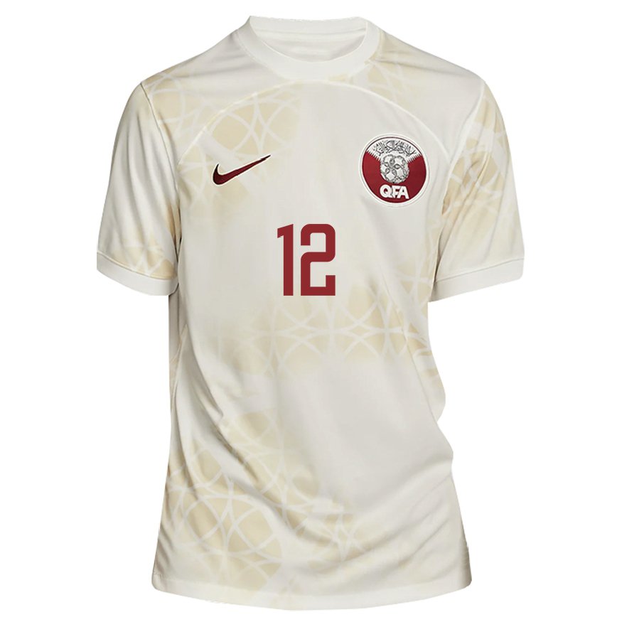 Kinder Katarische Karim Boudiaf #12 Goldbeige Auswärtstrikot Trikot 22-24 Luxemburg