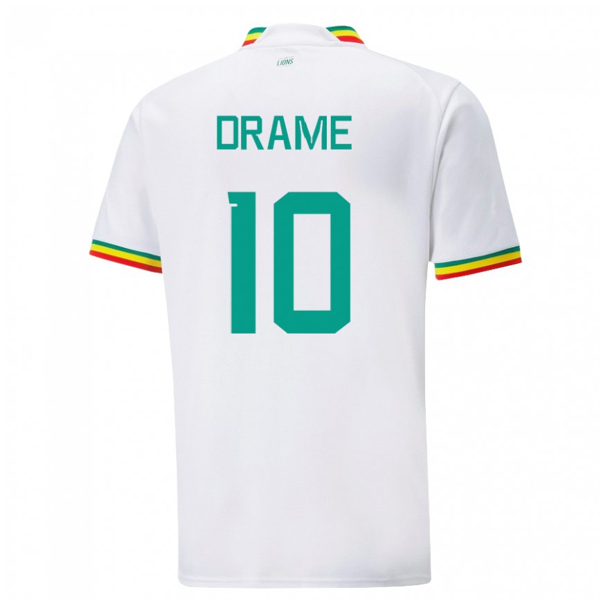 Kinder Senegalesische Ibrahima Drame #10 Weiß Heimtrikot Trikot 22-24 Luxemburg