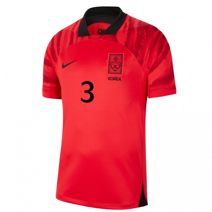 Kinder Südkoreanische Hong Hye Ji #3 Rot Schwarz Heimtrikot Trikot 22-24 Luxemburg