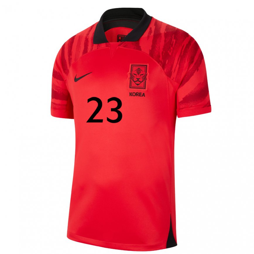 Kinder Südkoreanische Kang Chae Rim #23 Rot Schwarz Heimtrikot Trikot 22-24 Luxemburg