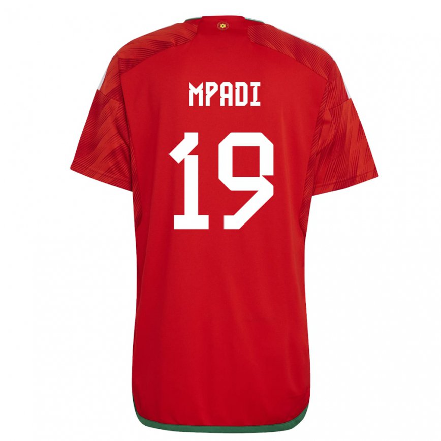 Kinder Walisische Japhet Mpadi #19 Rot Heimtrikot Trikot 22-24 Luxemburg