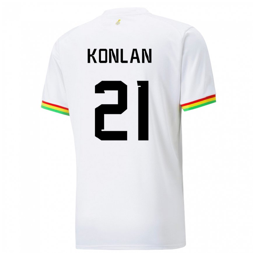 Kinder Ghanaische Cynthia Konlan #21 Weiß Heimtrikot Trikot 22-24 Luxemburg