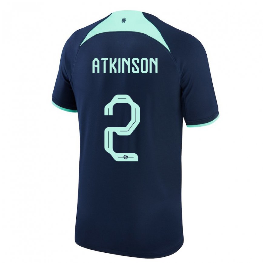 Kinder Australische Nathaniel Atkinson #2 Dunkelblau Auswärtstrikot Trikot 22-24 Luxemburg