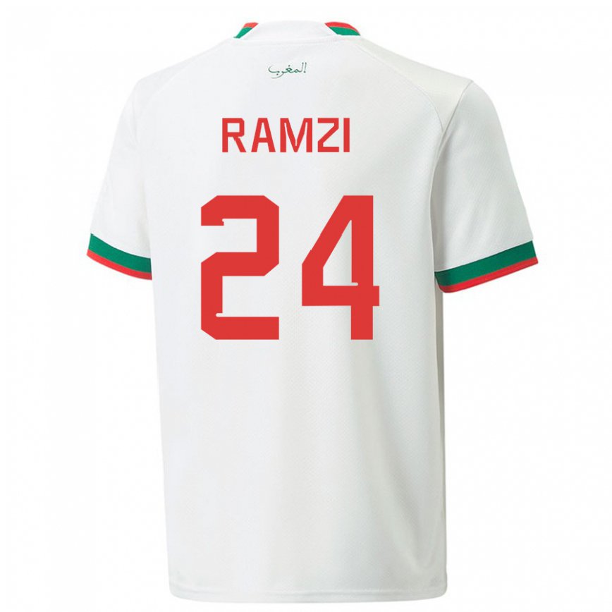 Kinder Marokkanische Achraf Ramzi #24 Weiß Auswärtstrikot Trikot 22-24 Luxemburg