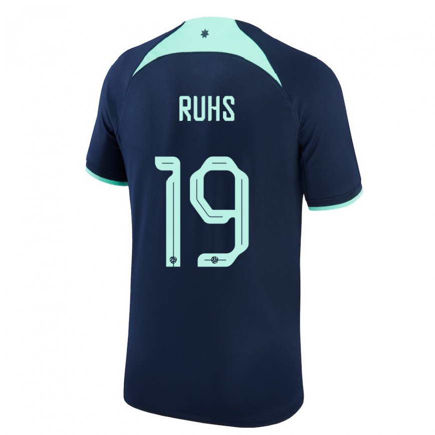 Kinder Australische Michael Ruhs #19 Dunkelblau Auswärtstrikot Trikot 22-24 Luxemburg