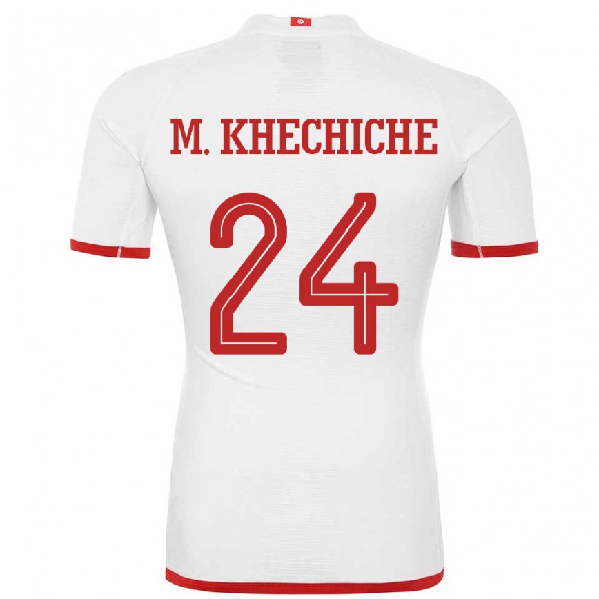 Kinder Tunesische Mohamed Amine Khechiche #24 Weiß Auswärtstrikot Trikot 22-24 Luxemburg