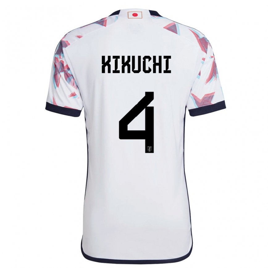 Kinder Japanische Shuta Kikuchi #4 Weiß Auswärtstrikot Trikot 22-24 Luxemburg