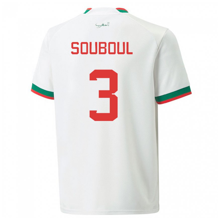 Kinder Marokkanische Mohamed Souboul #3 Weiß Auswärtstrikot Trikot 22-24 Luxemburg