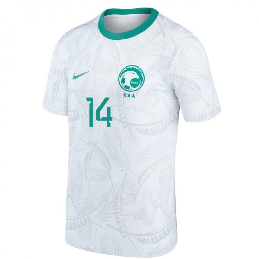 Herren Saudi-arabische Jathob Aldhafiri #14 Weiß Heimtrikot Trikot 22-24 Luxemburg