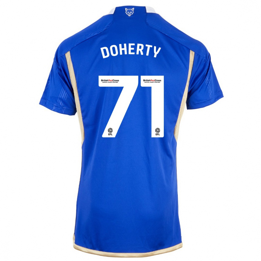 Kinder Fußball Arlo Doherty #71 Blau Heimtrikot Trikot 2023/24 T-Shirt Luxemburg