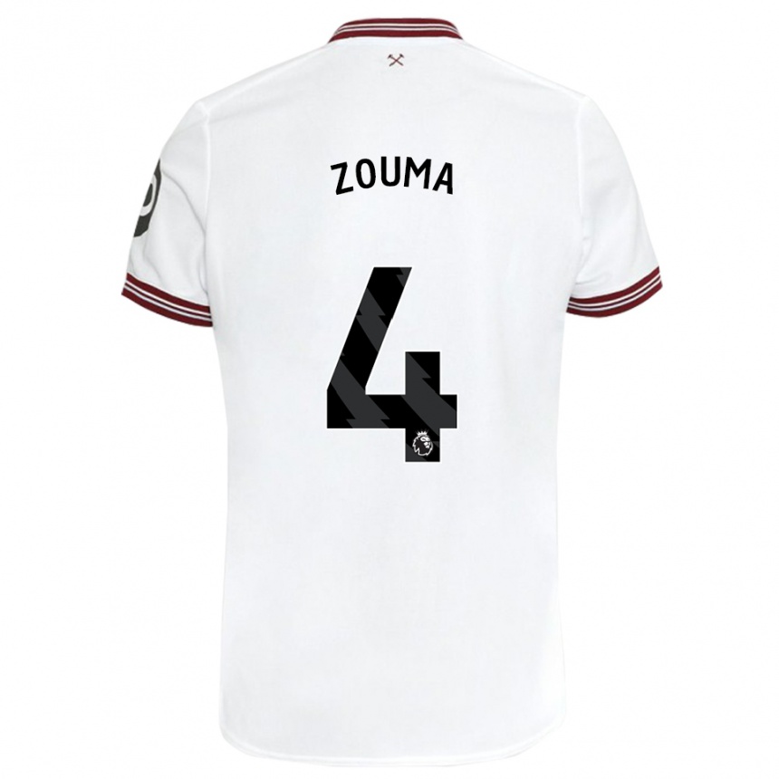 Kinder Fußball Kurt Zouma #4 Weiß Auswärtstrikot Trikot 2023/24 T-Shirt Luxemburg