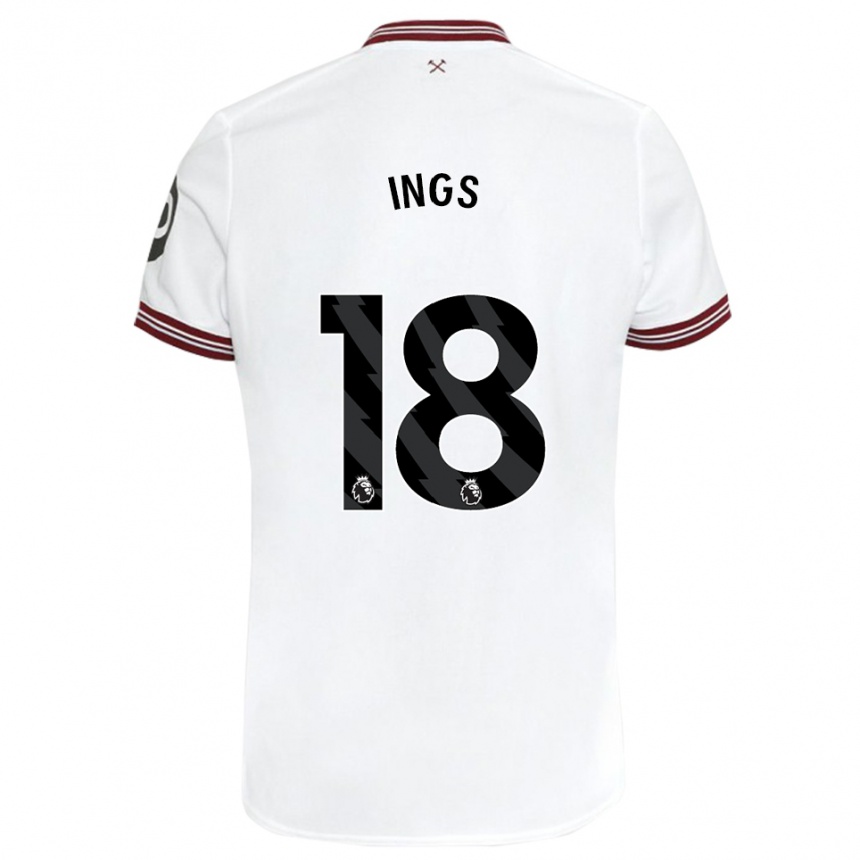 Kinder Fußball Danny Ings #18 Weiß Auswärtstrikot Trikot 2023/24 T-Shirt Luxemburg