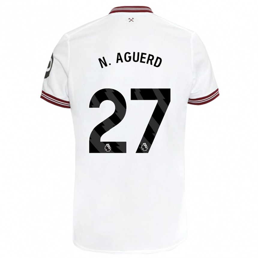 Kinder Fußball Nayef Aguerd #27 Weiß Auswärtstrikot Trikot 2023/24 T-Shirt Luxemburg