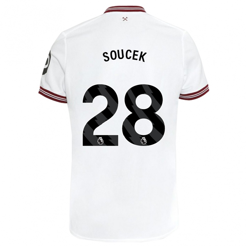 Kinder Fußball Tomas Soucek #28 Weiß Auswärtstrikot Trikot 2023/24 T-Shirt Luxemburg