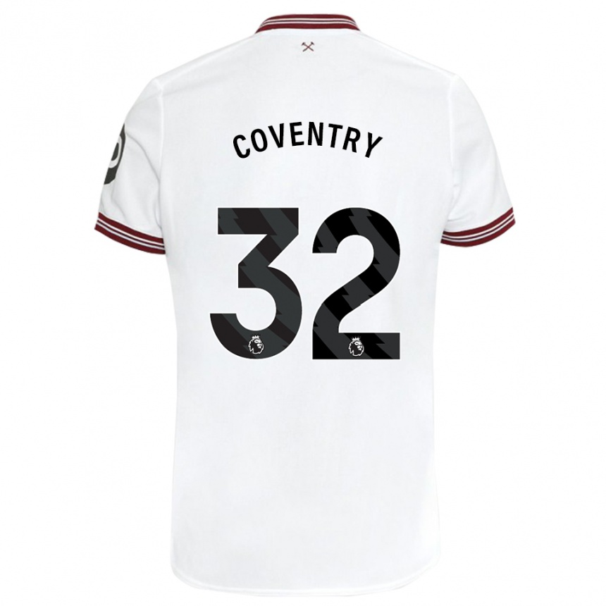 Kinder Fußball Conor Coventry #32 Weiß Auswärtstrikot Trikot 2023/24 T-Shirt Luxemburg