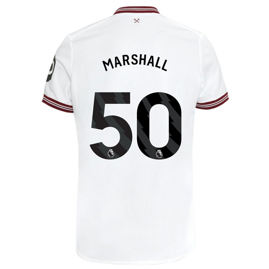 Kinder Fußball Callum Marshall #50 Weiß Auswärtstrikot Trikot 2023/24 T-Shirt Luxemburg