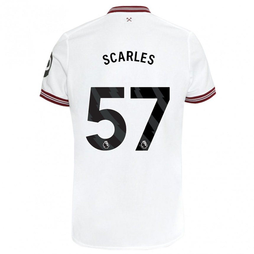 Kinder Fußball Oliver Scarles #57 Weiß Auswärtstrikot Trikot 2023/24 T-Shirt Luxemburg