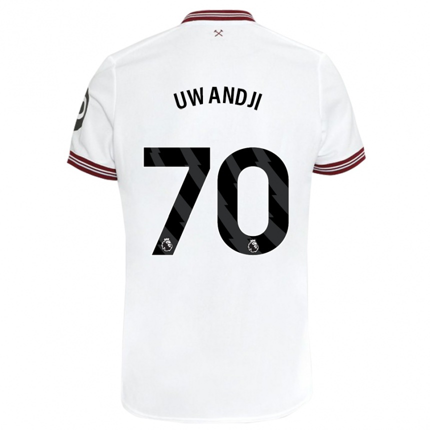 Kinder Fußball Blaise Uwandji #70 Weiß Auswärtstrikot Trikot 2023/24 T-Shirt Luxemburg