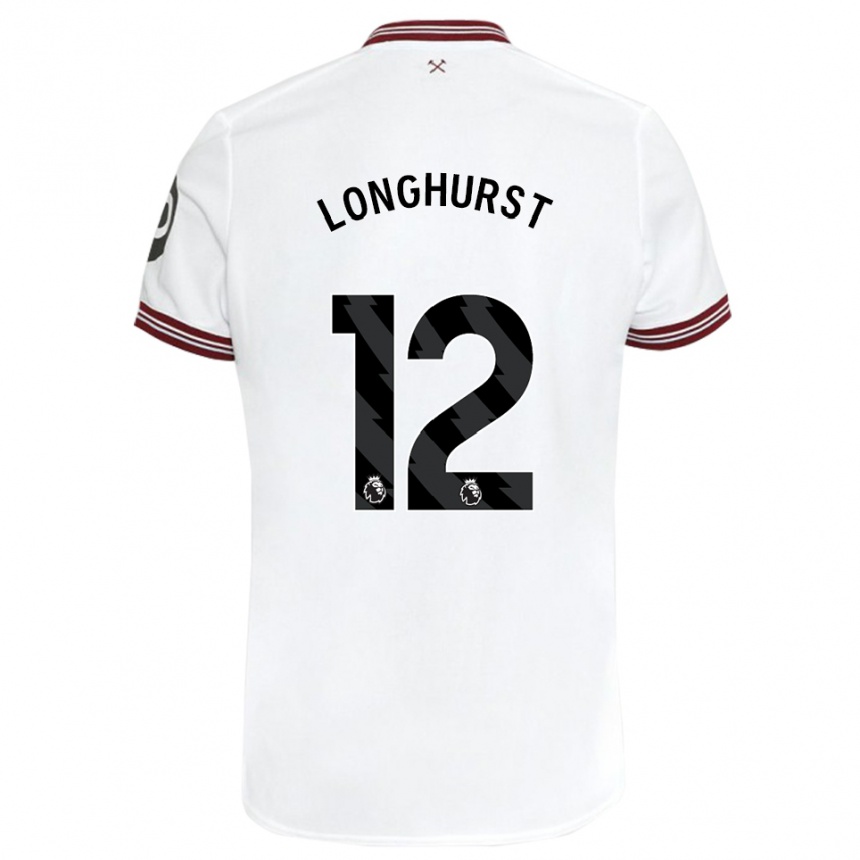 Kinder Fußball Kate Longhurst #12 Weiß Auswärtstrikot Trikot 2023/24 T-Shirt Luxemburg