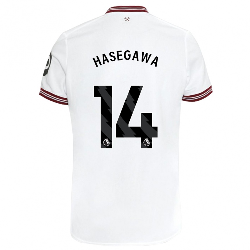 Kinder Fußball Yui Hasegawa #14 Weiß Auswärtstrikot Trikot 2023/24 T-Shirt Luxemburg