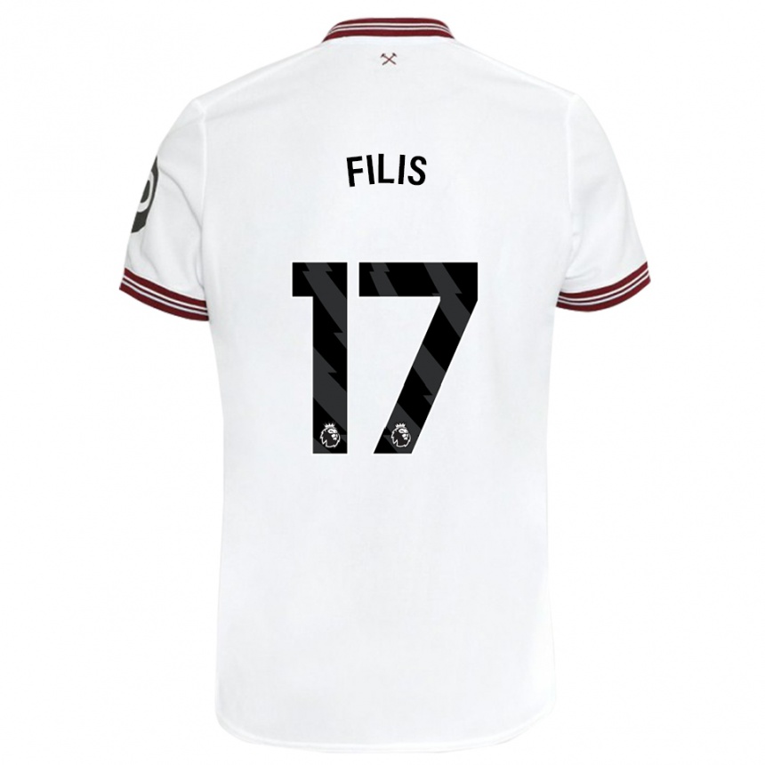 Kinder Fußball Melisa Filis #17 Weiß Auswärtstrikot Trikot 2023/24 T-Shirt Luxemburg