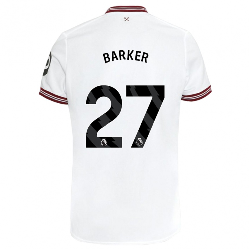 Kinder Fußball Maisy Barker #27 Weiß Auswärtstrikot Trikot 2023/24 T-Shirt Luxemburg
