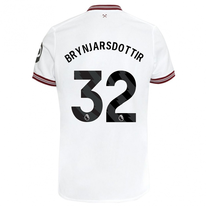 Kinder Fußball Dagny Brynjarsdottir #32 Weiß Auswärtstrikot Trikot 2023/24 T-Shirt Luxemburg