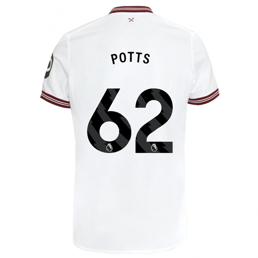 Kinder Fußball Freddie Potts #62 Weiß Auswärtstrikot Trikot 2023/24 T-Shirt Luxemburg