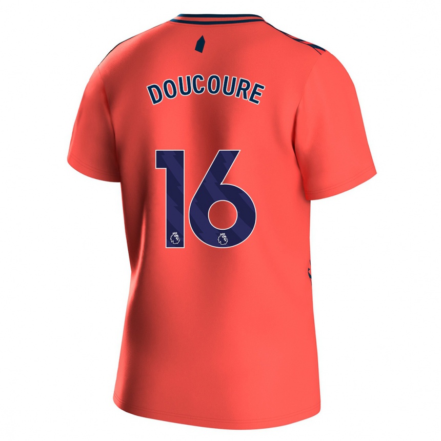 Kinder Fußball Abdoulaye Doucouré #16 Koralle Auswärtstrikot Trikot 2023/24 T-Shirt Luxemburg