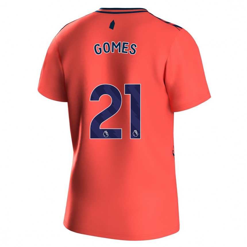 Kinder Fußball André Gomes #21 Koralle Auswärtstrikot Trikot 2023/24 T-Shirt Luxemburg