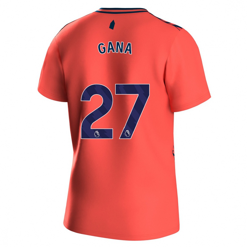 Kinder Fußball Idrissa Gueye #27 Koralle Auswärtstrikot Trikot 2023/24 T-Shirt Luxemburg