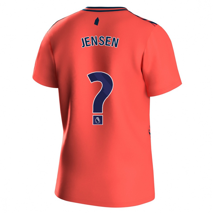 Kinder Fußball Sebastian Jensen #0 Koralle Auswärtstrikot Trikot 2023/24 T-Shirt Luxemburg