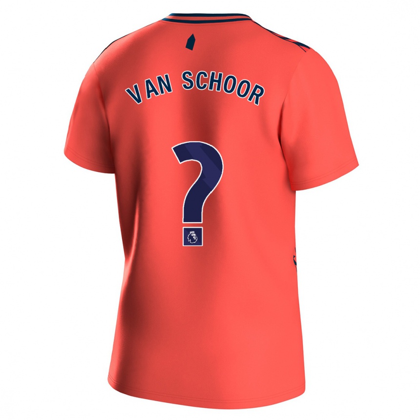 Kinder Fußball Joshua Van Schoor #0 Koralle Auswärtstrikot Trikot 2023/24 T-Shirt Luxemburg