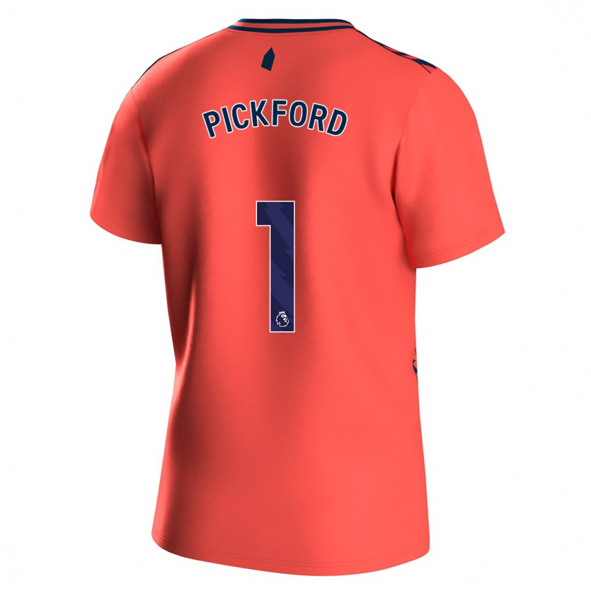 Kinder Fußball Jordan Pickford #1 Koralle Auswärtstrikot Trikot 2023/24 T-Shirt Luxemburg