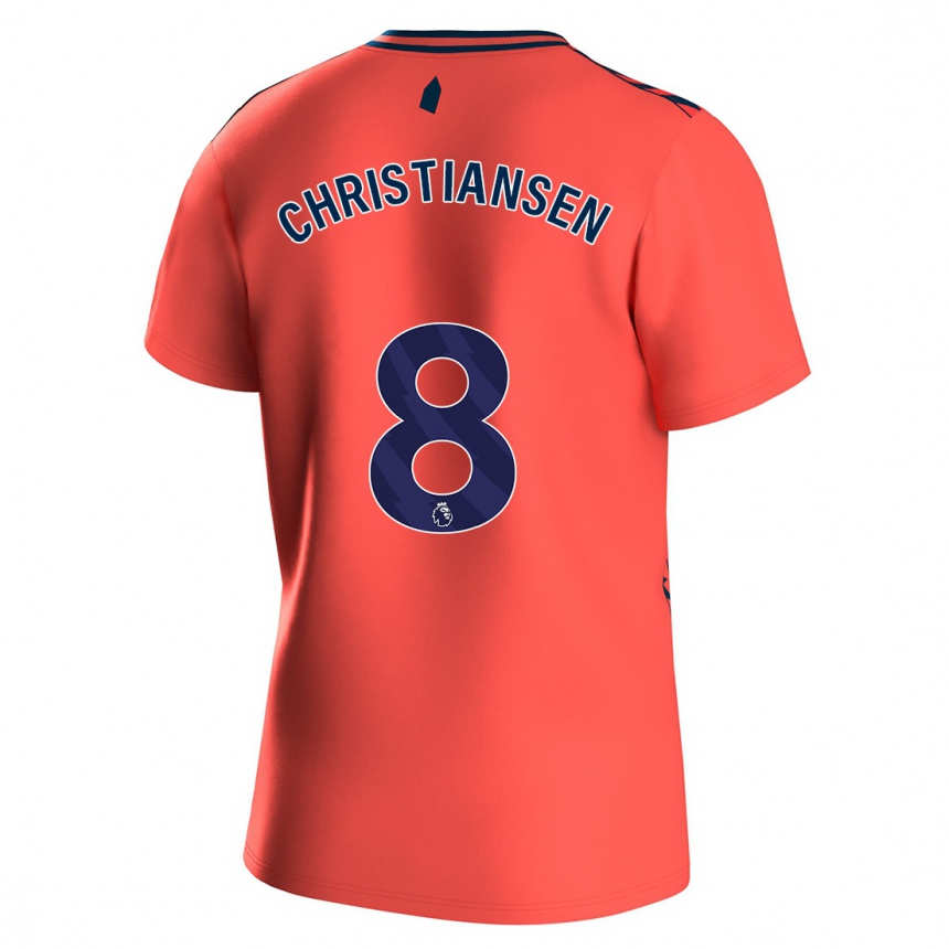 Kinder Fußball Izzy Christiansen #8 Koralle Auswärtstrikot Trikot 2023/24 T-Shirt Luxemburg