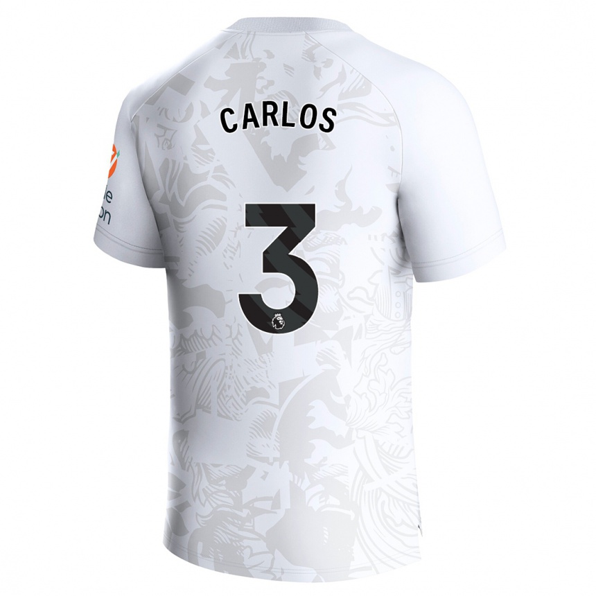 Kinder Fußball Diego Carlos #3 Weiß Auswärtstrikot Trikot 2023/24 T-Shirt Luxemburg