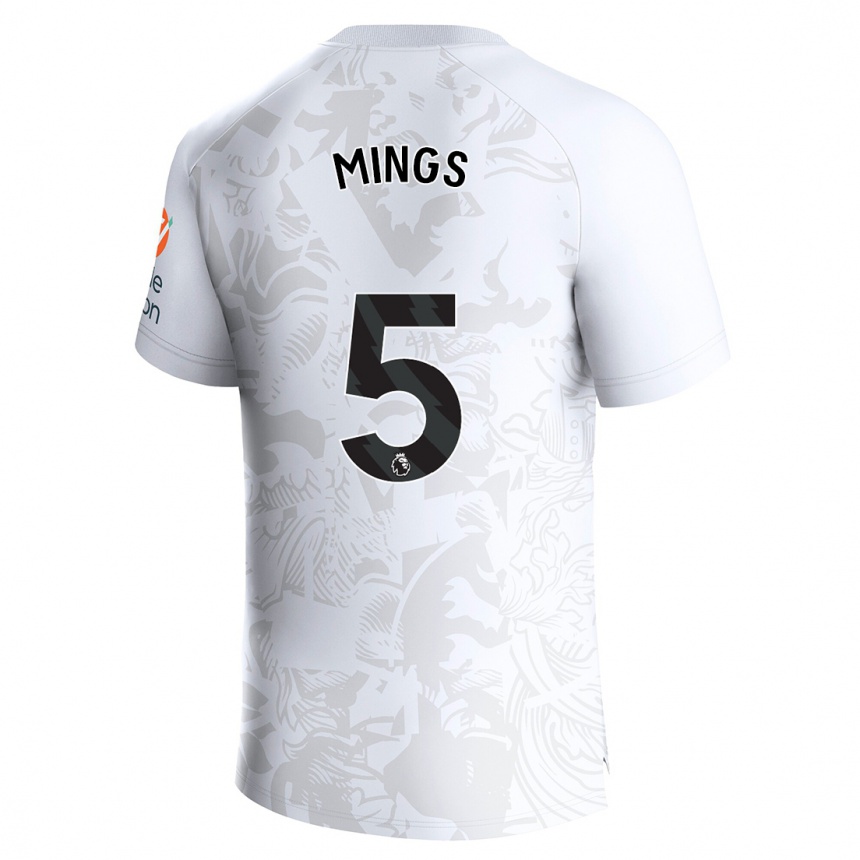 Kinder Fußball Tyrone Mings #5 Weiß Auswärtstrikot Trikot 2023/24 T-Shirt Luxemburg