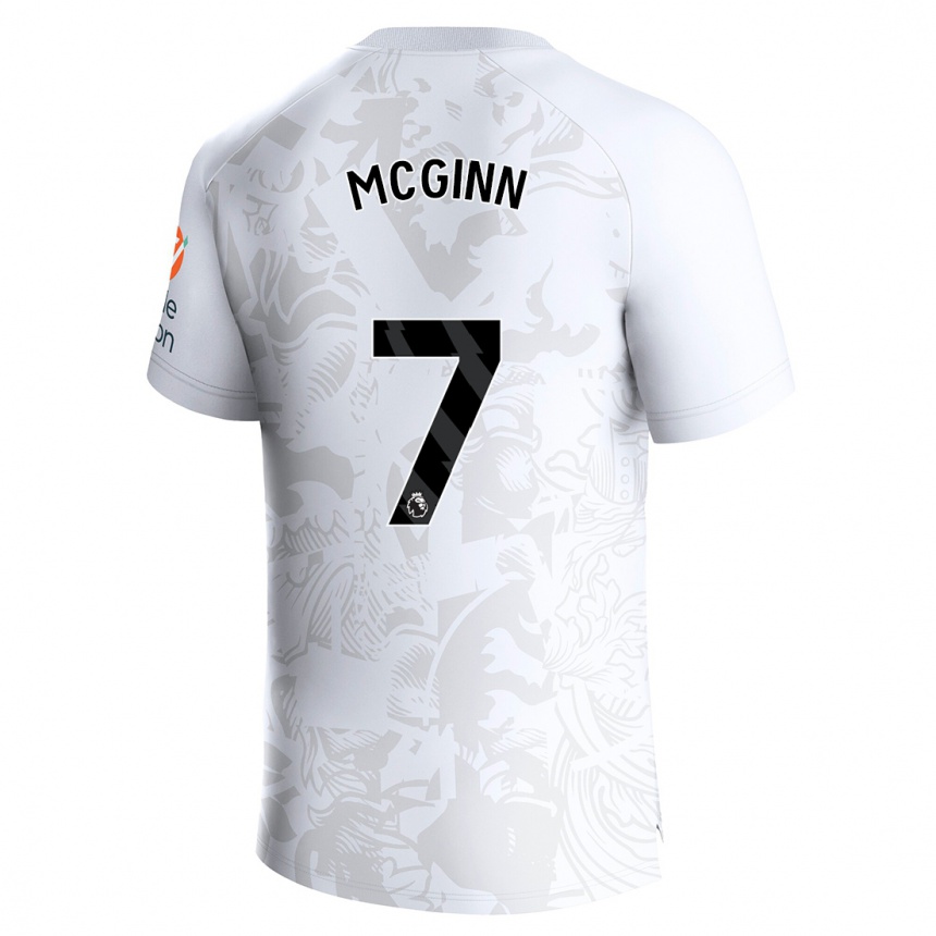 Kinder Fußball John Mcginn #7 Weiß Auswärtstrikot Trikot 2023/24 T-Shirt Luxemburg