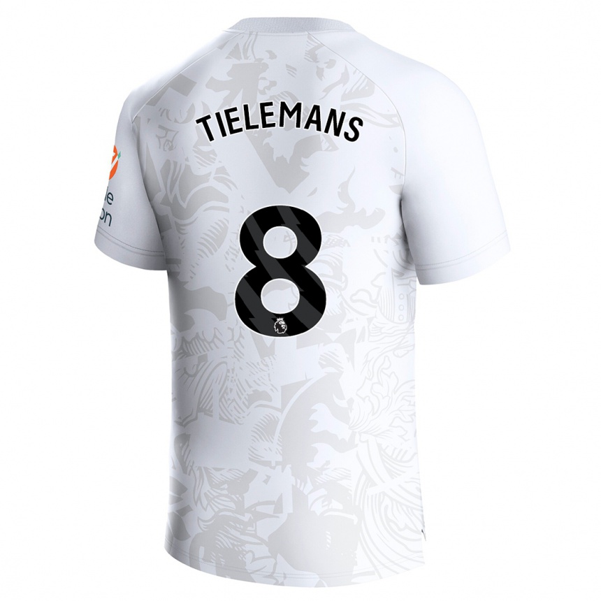 Kinder Fußball Youri Tielemans #8 Weiß Auswärtstrikot Trikot 2023/24 T-Shirt Luxemburg