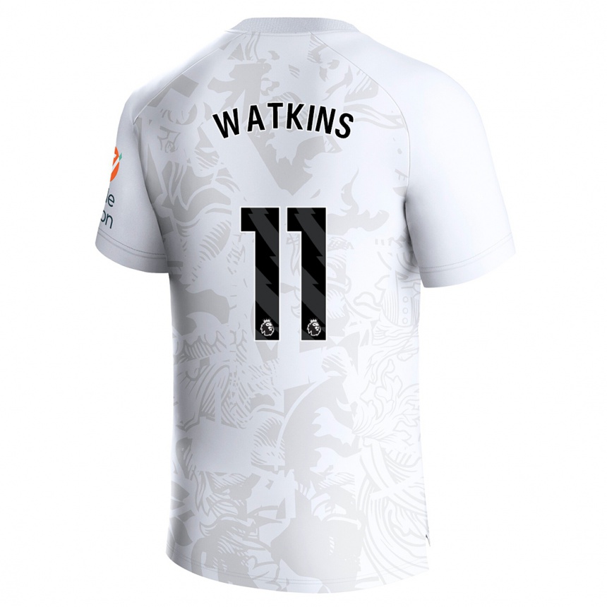 Kinder Fußball Ollie Watkins #11 Weiß Auswärtstrikot Trikot 2023/24 T-Shirt Luxemburg