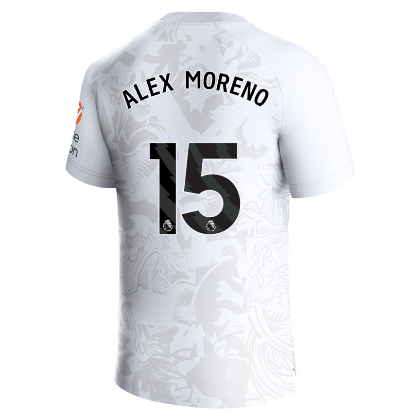 Kinder Fußball Álex Moreno #15 Weiß Auswärtstrikot Trikot 2023/24 T-Shirt Luxemburg