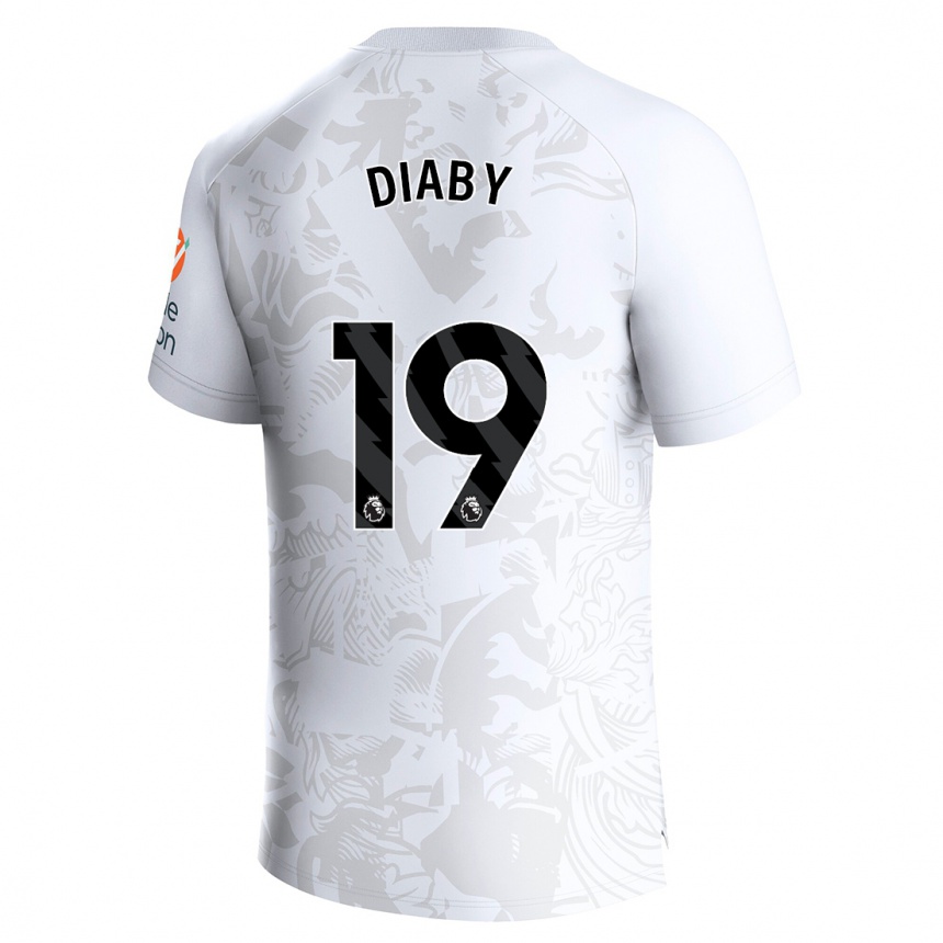 Kinder Fußball Moussa Diaby #19 Weiß Auswärtstrikot Trikot 2023/24 T-Shirt Luxemburg