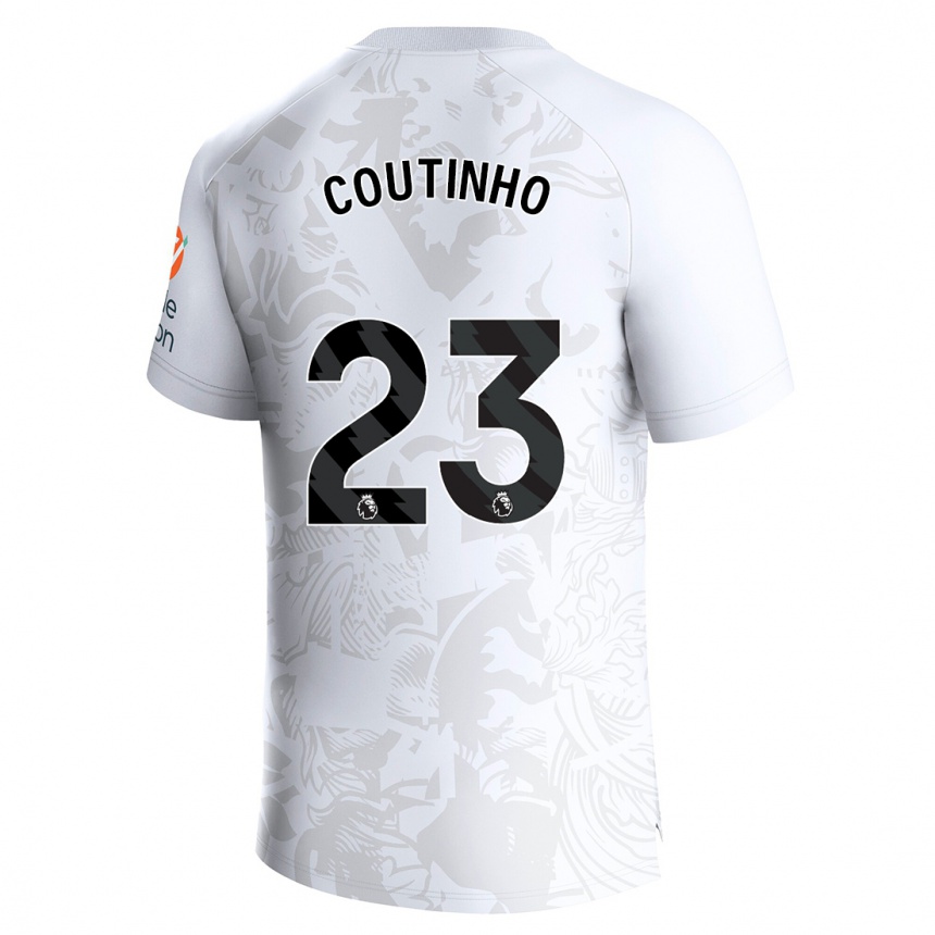 Kinder Fußball Philippe Coutinho #23 Weiß Auswärtstrikot Trikot 2023/24 T-Shirt Luxemburg